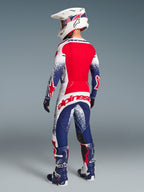 Alpinestars Limited Edition Techstar Unity Gear Set, red, white, and blue motocross kit, men's racing fit, rear view.