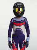 Maillot Alpinestars Supertech Dyna Junior, maillot de motocross violet et gris en maille, coupe athlétique pour jeune pilote.