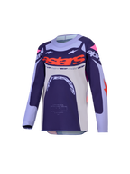 Alpinestars 2027 Youth Supertech Dyna Jersey, Purple and Pink Fluo Motocross racing jersey with ventilated stretch mesh.