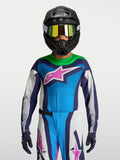 Alpinestars maillot Supertech Maven Junior 2027, maillot de motocross bleu et blanc pour enfant, idéal pour la compétition.