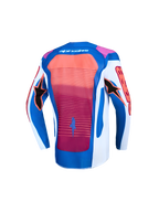 Alpinestars Supertech Maven junior, maillot de motocross bleu, blanc et corail vif avec panneau arrière en maille ventilée