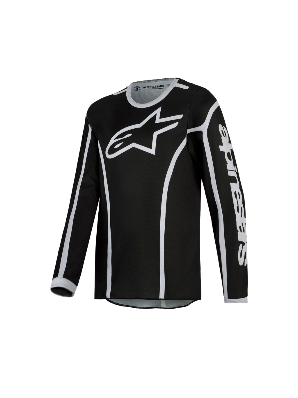 Alpinestars Maillot Fluid Apex V2 Junior 2027, motocross et tout-terrain, noir et argenté, en poly-tissu respirant