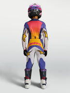 Alpinestars Fluid Drag Junior 2027, ensemble maillot et pantalon de motocross bleu et doré, vue de dos