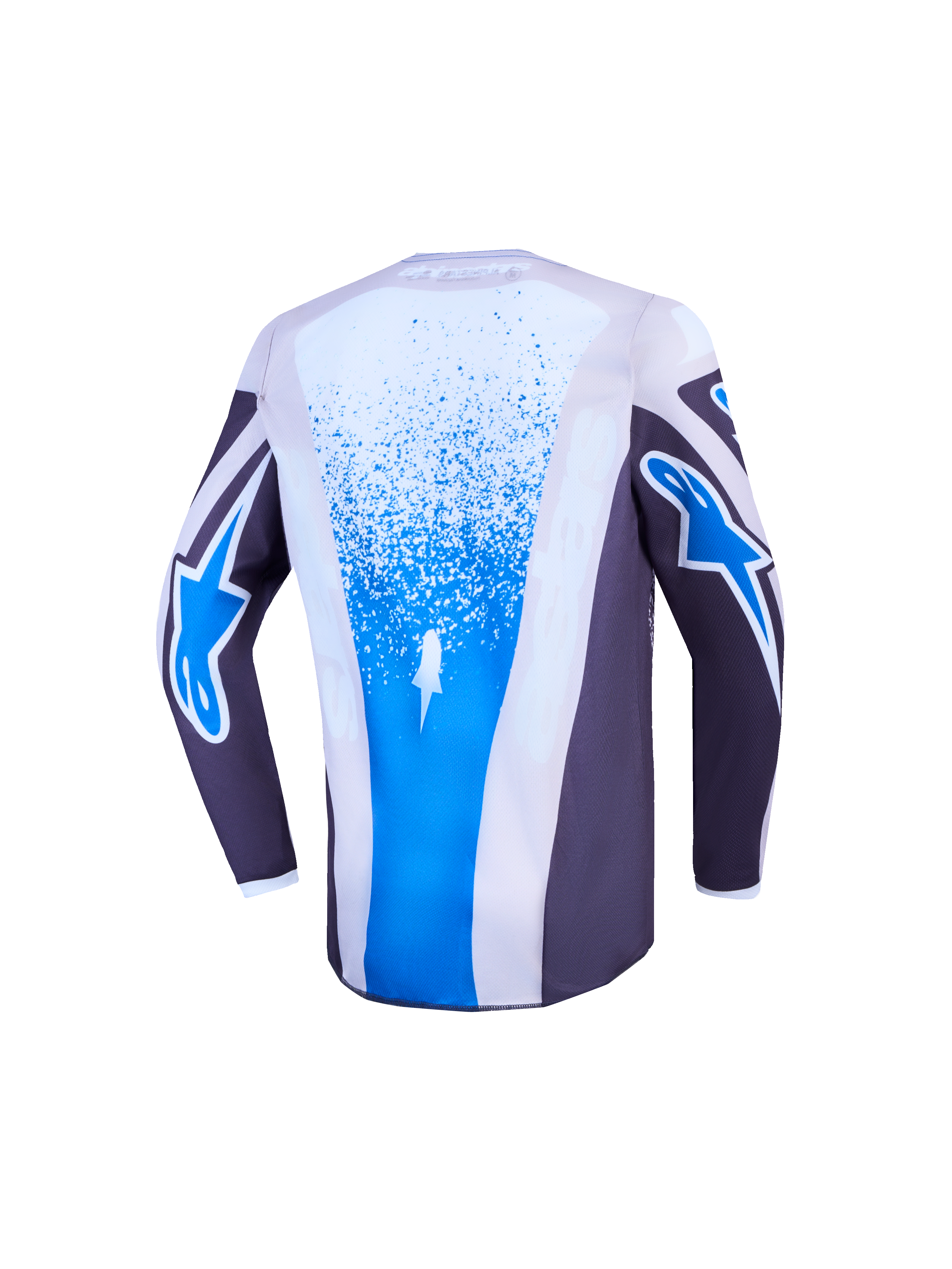 Alpinestars Youth Fluid Drag Jersey, Gray and Blue moisture-wicking youth motocross gear for off-road racing.