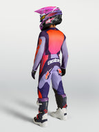 Alpinestars maillot Fluid Hunt Junior 2027 et ensemble, tenue de motocross pour enfant, violet et rose fluo, vue de dos