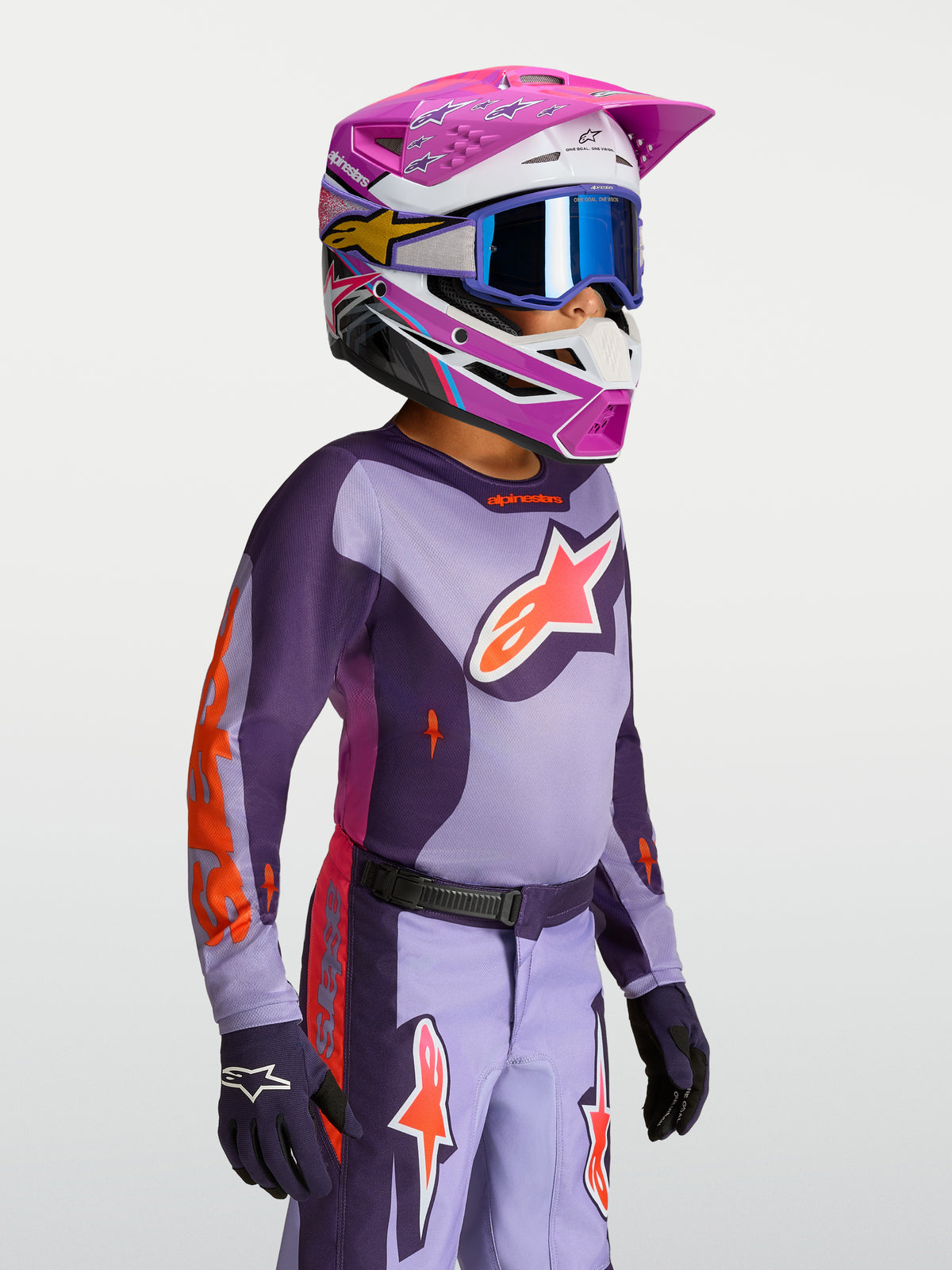 Alpinestars Maillot Fluid Hunt Junior 2027, maillot de motocross junior, violet et violette, textile respirant.