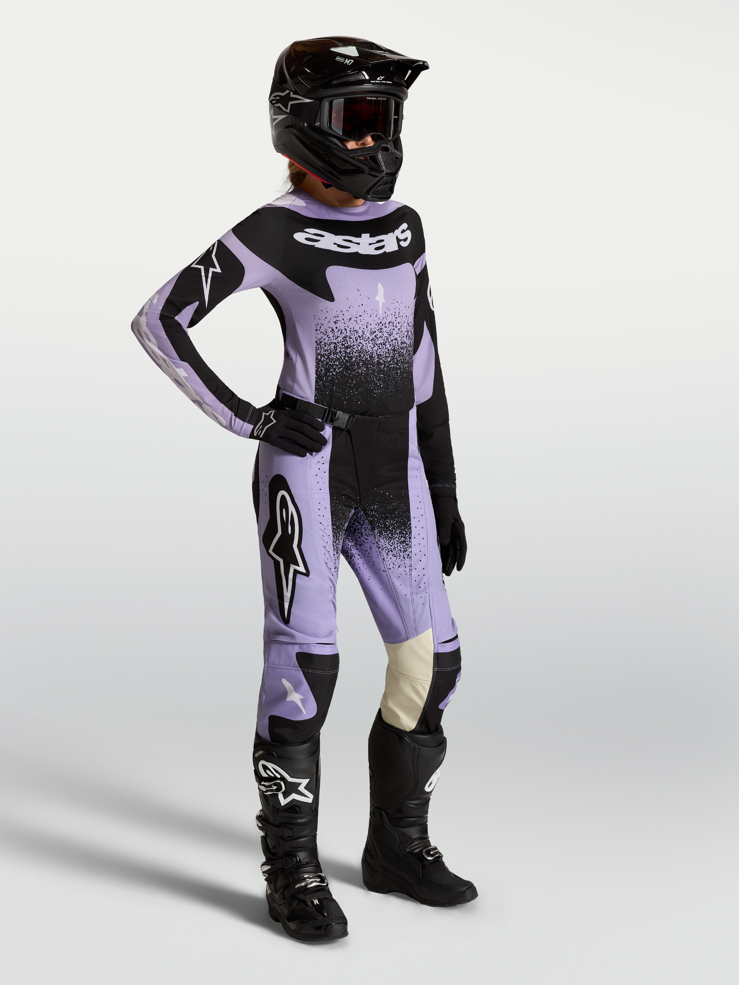 Alpinestars Stella Techstar Swan, pantalon de motocross femme, violet et noir, textile extensible pour le tout-terrain