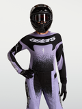 Alpinestars Stella Techstar Swan Jersey, Women's Motocross Jersey, Light Violet and Black, textile race fit on-model.