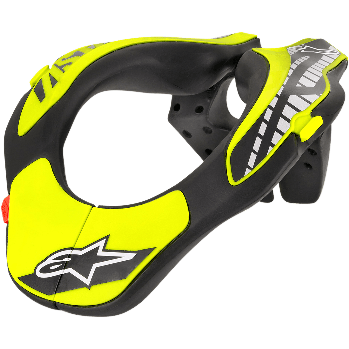 Alpinestars Youth Neck Support, protection cervicale de motocross, noir et jaune fluo, doté d'un cadre au profil ergonomique avec le logo étoile Alpinestars, construction légère pour le motocross junior et la protection tout-terrain