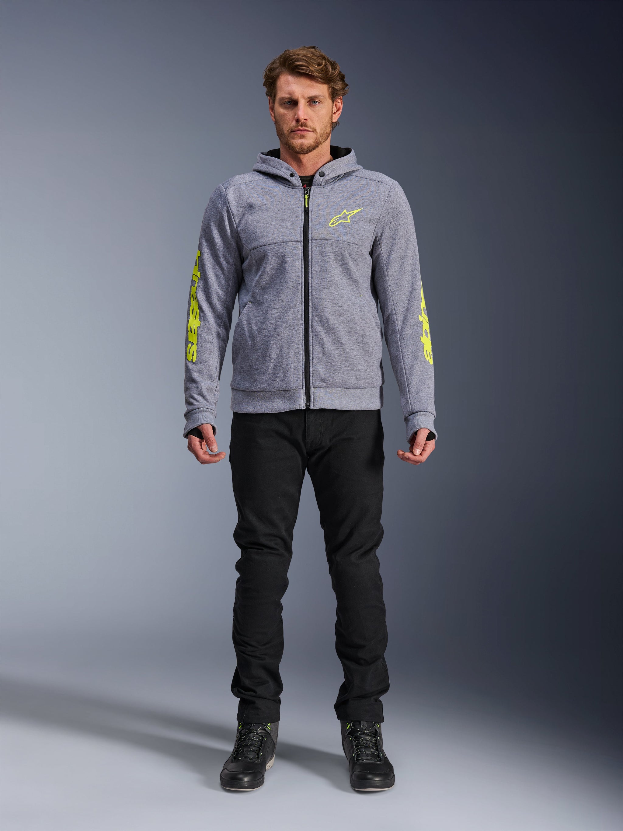 Sweat col capuche délavé imprimé devant/dos Gris | BZB Sweat col capuche délavé imprimé devant/dos Gris | BZB