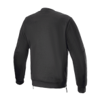 Polaire Alpinestars FQ20 Legit Crew, polaire de moto, noire, vue arrière, avec taille côtelée, fermetures éclair latérales et design urbain décontracté