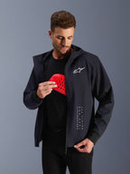 Sweat à capuche Tech Radium Alpinestars noir pour homme avec insert de protection Nucleon Flex Plus rouge