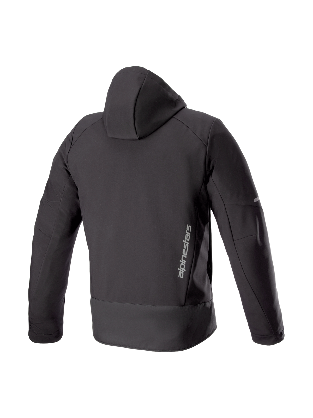 Alpinestars veste à capuche imperméable Neo, veste de moto urbaine pour homme, noire, vue de dos en softshell avec logo.