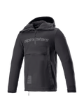 Alpinestars Sherpa Hoodie, black softshell motorcycle anorak for men, windproof urban riding jacket, Tech-Air Ready.