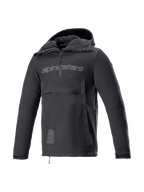 Alpinestars Sherpa Hoodie, black softshell motorcycle anorak for men, windproof urban riding jacket, Tech-Air Ready.
