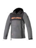 Alpinestars sweat à capuche Sherpa, veste de moto urbaine pour homme, gris et noir, softshell coupe-vent, logo rouge fluo.