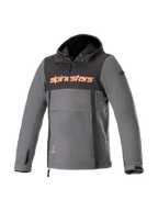 Alpinestars sweat à capuche Sherpa, veste de moto urbaine pour homme, gris et noir, softshell coupe-vent, logo rouge fluo.