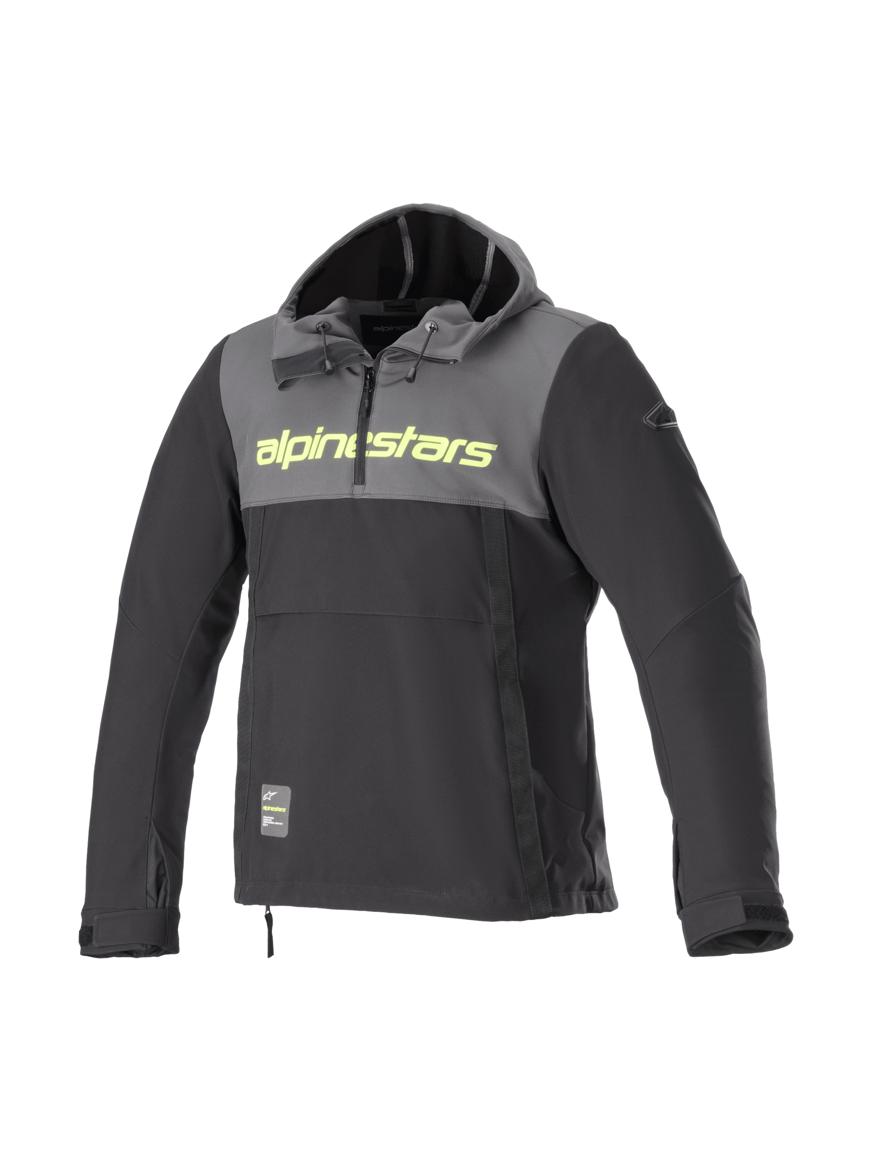 Veste à capuche Alpinestars Sherpa, blouson de moto urbain pour homme, gris et noir, logo jaune fluo, softshell coupe-vent