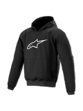 Alpinestars Ageless Hoodie, Men's Black urban motorcycle jacket, textile with protective Nucleon armor.