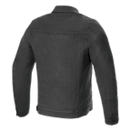 Veste Alpinestars Garage, vue de dos, Gris Smoke, veste de moto urbaine en denim, dotée d'un empiècement horizontal au dos et de coutures verticales détaillées, style d'inspiration 'workwear' pour la conduite sur route.