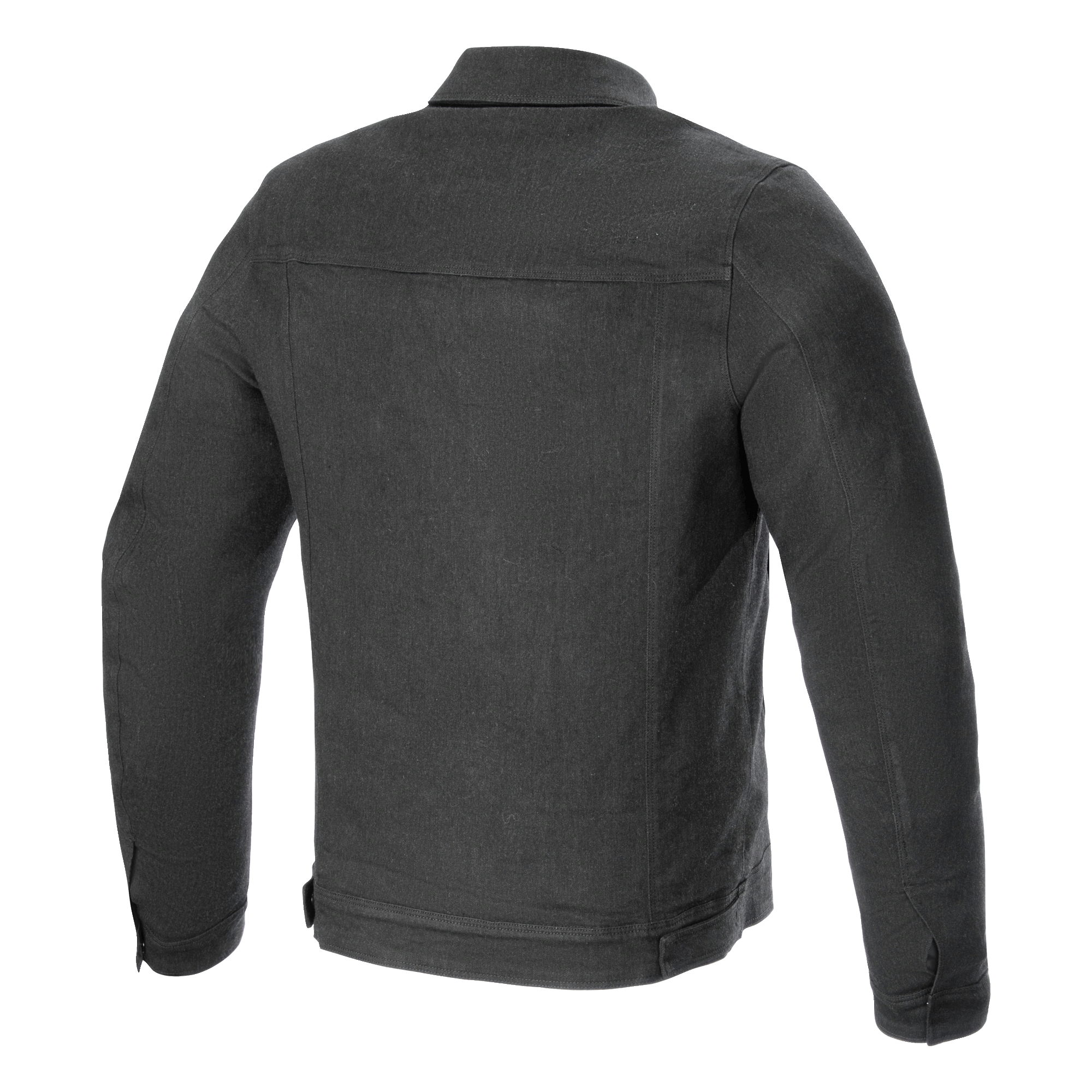 Veste Alpinestars Garage, vue de dos, Gris Smoke, veste de moto urbaine en denim, dotée d'un empiècement horizontal au dos et de coutures verticales détaillées, style d'inspiration 'workwear' pour la conduite sur route.
