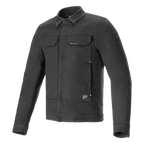 Alpinestars Garage Jacket, veste de moto, gris fumé, denim de coton extensible à manches longues avec une silhouette inspirée du style workwear, dotée de poches poitrine et de patchs logo subtils, équipement de protection urbain décontracté