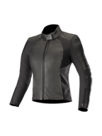 Alpinestars Stella Vika V2, veste de moto en cuir pour femme, noire, panneaux en aramide et protections certifiées CE.