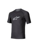 Alpinestars Tech KX Sim Top, couche de base de karting à manches courtes, noir avec logo Astars blanc sur la poitrine, construction en maille extensible respirante, coupe ergonomique pour le karting et le sim racing