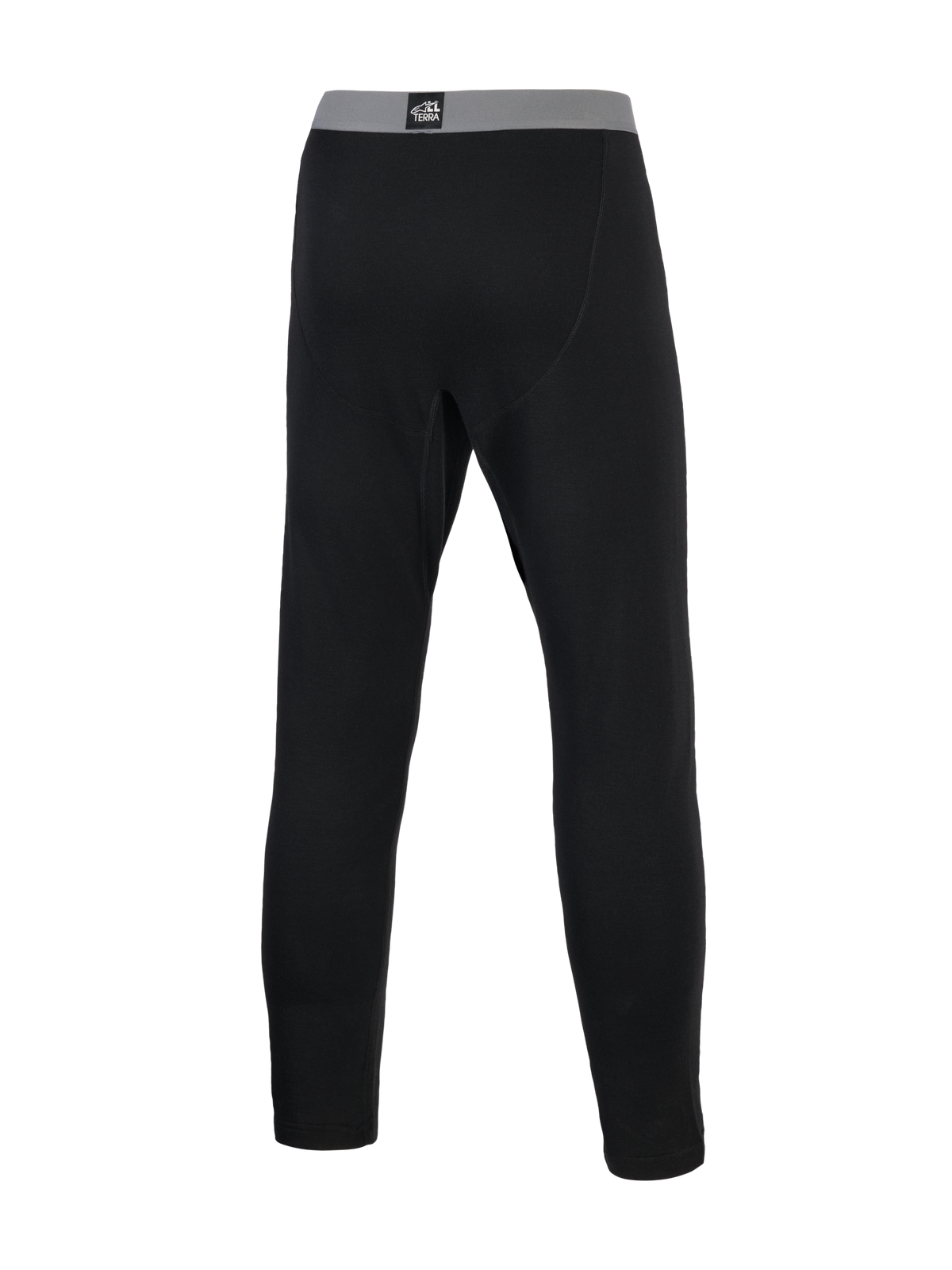 Alpinestars At 8 Merino Bottom, pantalon sous-couche technique noir, vue de dos avec ceinture élastique grise et marquage