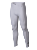 Alpinestars ZX Evo V3 Bottom, sous-vêtement de course automobile blanc, leggings de compression résistants aux flammes, avec logo Alpinestars sur la taille élastique et étiquettes d'homologation, tissu extensible léger pour la performance en sport automobile