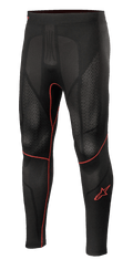 Alpinestars Ride Tech V2 Bottom Summer, pantalon de sous-vêtement pour moto, noir avec accents rouges, panneaux en mesh texturé, logo étoile rouge sur la jambe, couche de compression respirante haute performance