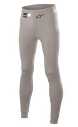 Alpinestars Race V2 Bottom FIA, pantalon de couche de base pour course automobile, gris moyen, avec logo Alpinestars noir et étiquette d'homologation FIA sur la ceinture, coupe ajustée en matériau ignifuge