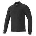 Alpinestars Race V3, haut à manches longues, couche de base noire texturée, col montant avec logo blanc, coupe ajustée, vêtement de performance ignifugé pour sport automobile