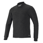 Alpinestars Race V3, haut à manches longues, couche de base noire texturée, col montant avec logo blanc, coupe ajustée, vêtement de performance ignifugé pour sport automobile