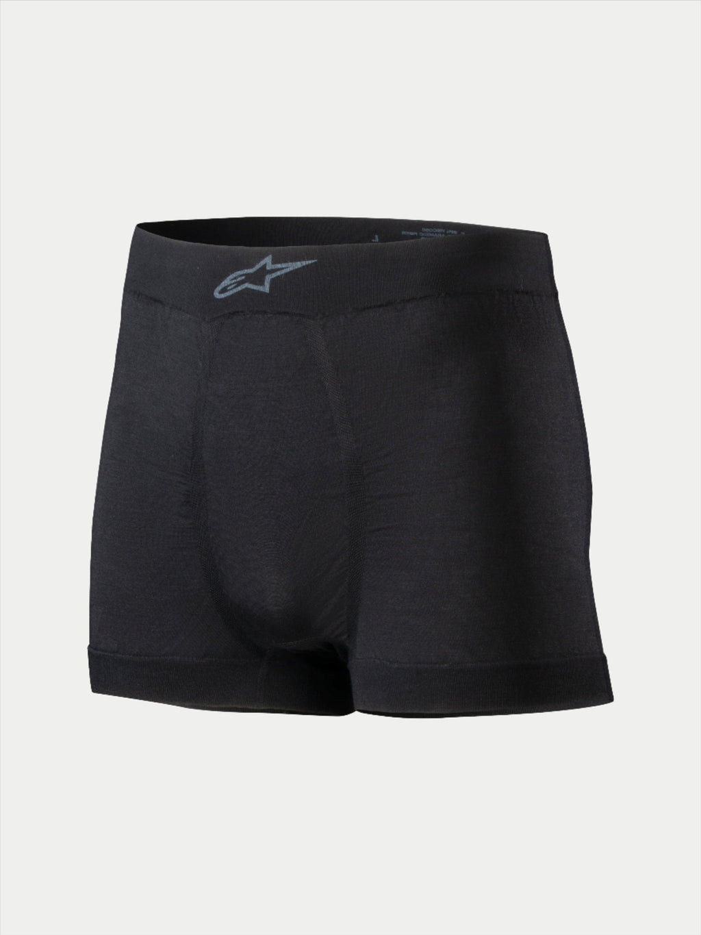 Boxer Alpinestars TECH ZX, sous-vêtement technique pour le sport automobile, noir, avec un logo Alpinestars gris sur la ceinture, tissu léger résistant aux flammes, vêtement de sport automobile certifié FIA 8856-2018