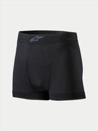 Boxer Alpinestars TECH ZX, sous-vêtement technique pour le sport automobile, noir, avec un logo Alpinestars gris sur la ceinture, tissu léger résistant aux flammes, vêtement de sport automobile certifié FIA 8856-2018