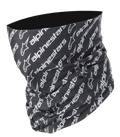 Alpinestars Linear Neck Tube, cache-cou de moto, noir et blanc, motifs de logos et texte Alpinestars répétés en diagonale, construction en microfibre sans couture, couche de base légère pour la route