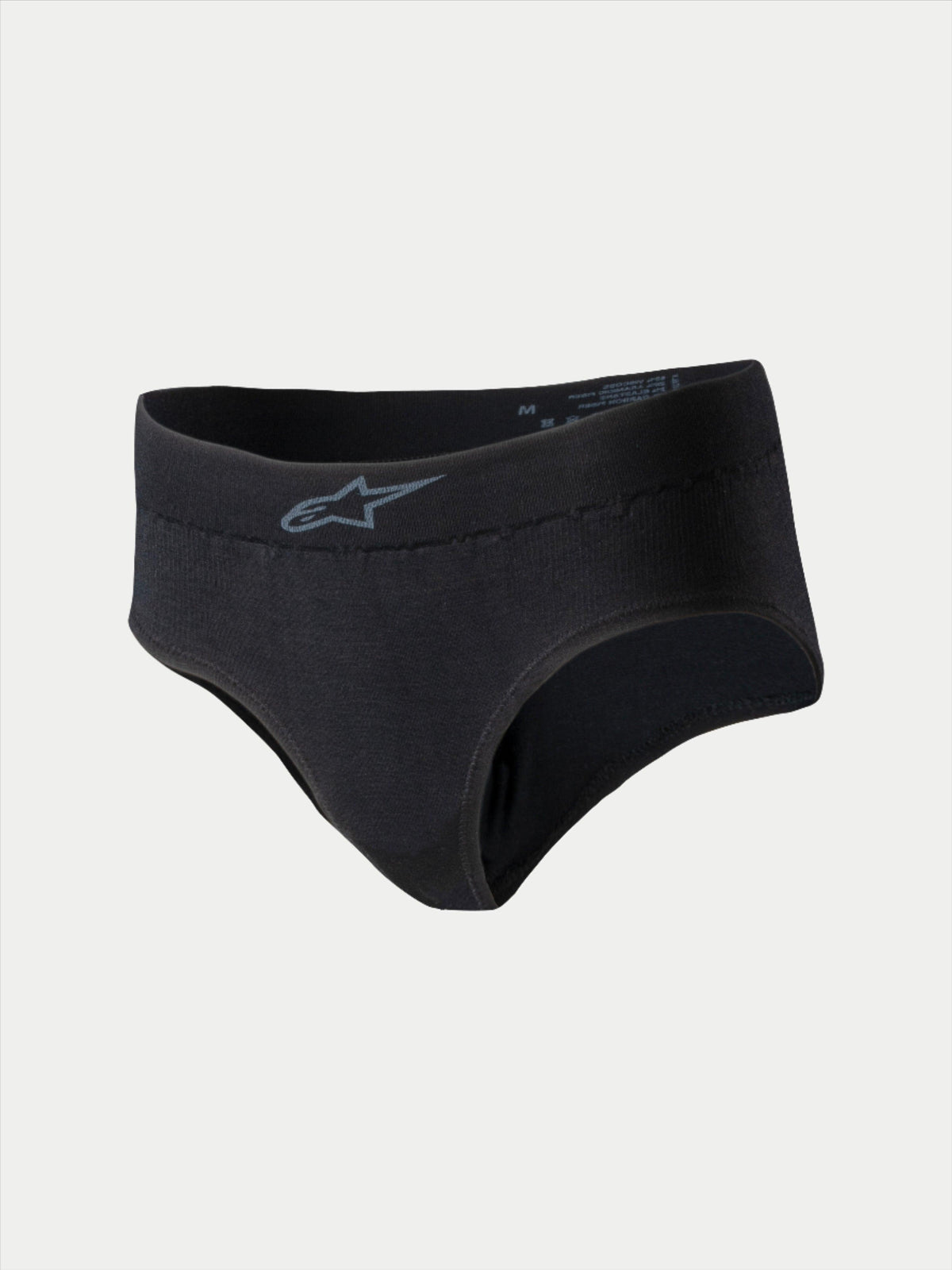 Alpinestars Stella TECH ZX Briefs, culotte de course pour femme, noire avec logo gris sur la ceinture, couche de base légère ignifuge, certifiée FIA 8856-2018, conçue pour la performance en course automobile