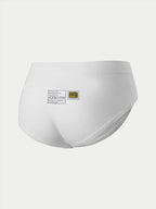 Culotte Alpinestars Stella TECH ZX, sous-vêtement de course pour femme, blanc, vue arrière avec étiquettes de certification FIA 8856-2018 et logo Alpinestars, couche de base légère et résistante aux flammes pour le sport automobile