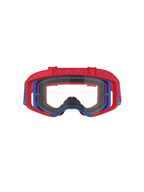 Masque Alpinestars Supertech Corp, lunettes de motocross, rouge et bleu avec écran clair, monture extérieure rouge et monture intérieure bleue, bandeau rouge avec motif silicone ondulé, lunettes de performance pour le tout-terrain