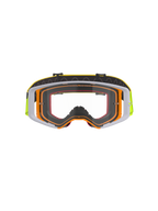 Masque Alpinestars Supertech Corp, masque de motocross, monture jaune fluo et blanche avec écran clair, accents gris, bandeau réglable noir avec logo jaune et grip interne en silicone, lunettes haute performance pour la course tout-terrain