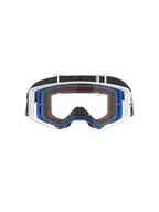 Alpinestars Supertech Corp Goggles, Motocross Goggles, Blue White and Orange with Clear Lens, black strap with white logo, professional off-road racing eyewear with wide field of vision and double-injected frame design