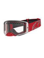 Masque Supertech Dura Air Fluid Alpinestars, masque de motocross rouge et argenté avec lentille claire en polycarbonate