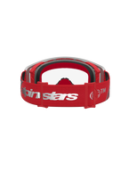 Masque Alpinestars Supertech Dura Air Fluid, masque MX rouge et argenté, sangle réglable à logo et rembourrage en mousse