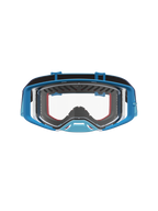 Alpinestars masque Supertech Dura Air Fluid pour motocross, bleu dégradé et gris, avec lentille transparente.