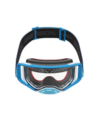 Alpinestars masque Supertech Dura Air Fluid, masque de motocross bleu et blanc avec écran clair et bandeau logotypé.