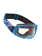Alpinestars Masque Supertech Dura Air Fluid, masque de motocross pour la compétition, bleu et blanc, lentille transparente en polycarbonate, large sangle élastique avec logo