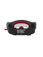 Alpinestars Supertech Firma Roll Off Goggles, black and red motocross goggles with wide branded strap and roll-off system.
