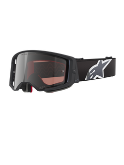 Alpinestars Supertech Corp Goggles Absolute Vision, masque de motocross, noir et gris avec écran argenté miroir, monture angulaire, sangle noire ajustable avec logo étoile blanc et mousse faciale multicouche pour la performance tout-terrain