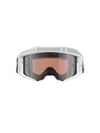 Alpinestars Supertech Corp Absolute Vision, masque de motocross, blanc et argent miroir, vue de face présentant une monture blanche et un écran argenté miroir avec le texte « ONE GOAL. ONE VISION. », bandeau blanc ajustable avec logo Alpinestars, protection oculaire haute performance pour la course tout-terrain